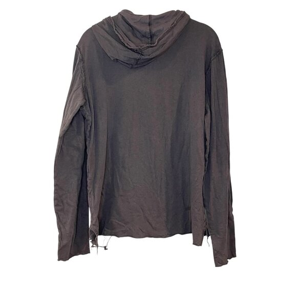 Y2K Juicy Couture Distressed Raw Hem Solid Gray Hoodie Sweatshirt Grunge Light L - Picture 2 of 6